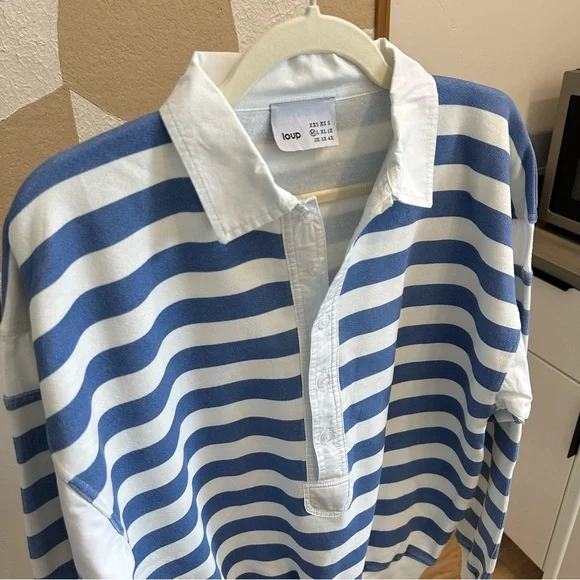 Light Blue & White Striped Rugby Sweater - Picture 2 of 4
